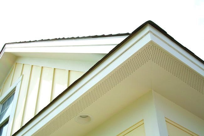 Hardie soffit on house exterior