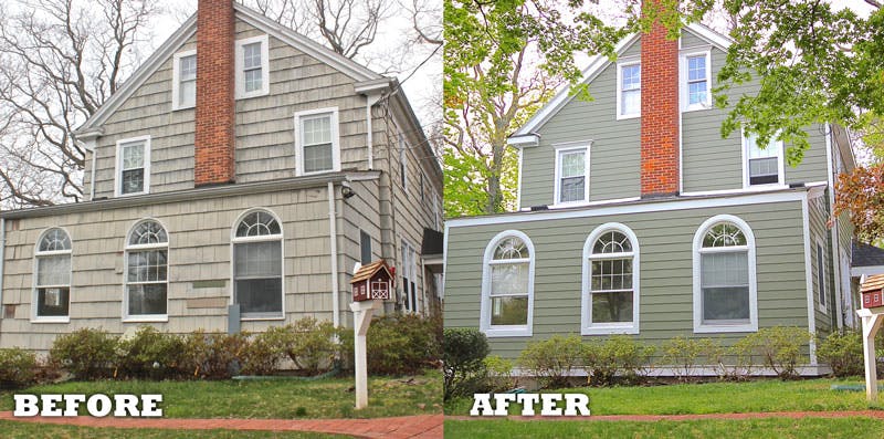 before and after hardie siding install