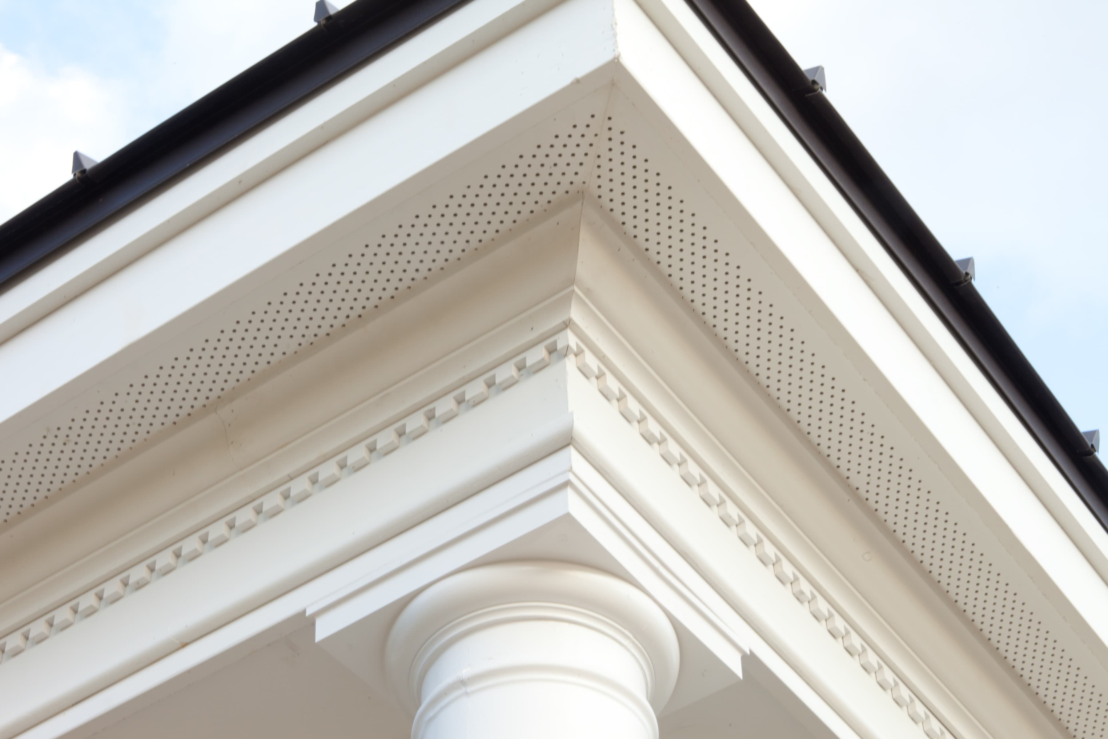 Craftsman Home Style Guide - Detail of Hardie Soffit in Vented Cedarmill Detail of Hardie Soffit in Vented Cedarmill