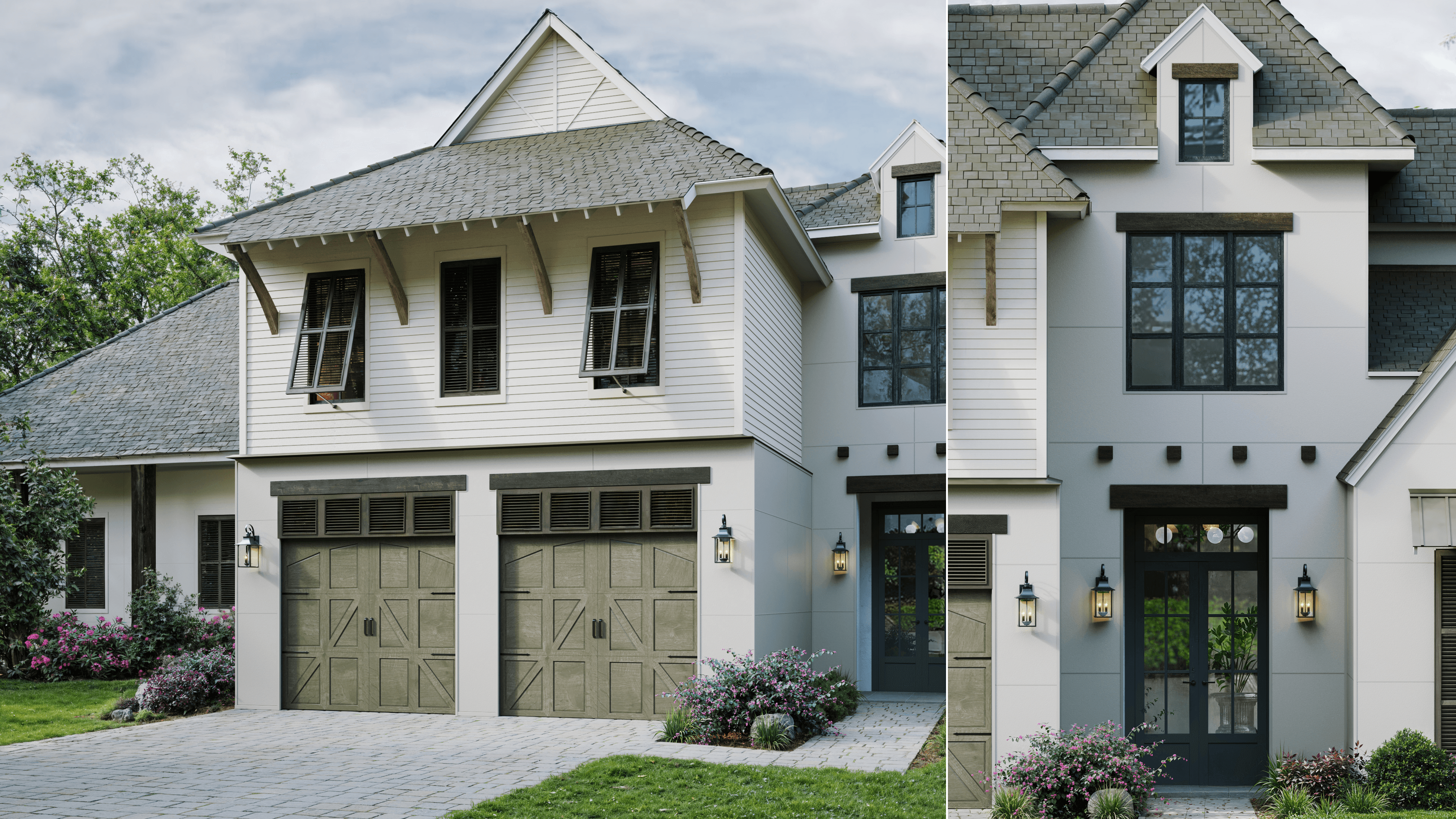 The Hardie™ Architectural Collection: Fine Sand and Harde Plank Lap in white The Hardie™ Architectural Collection: Fine Sand and Harde Plank Lap in white