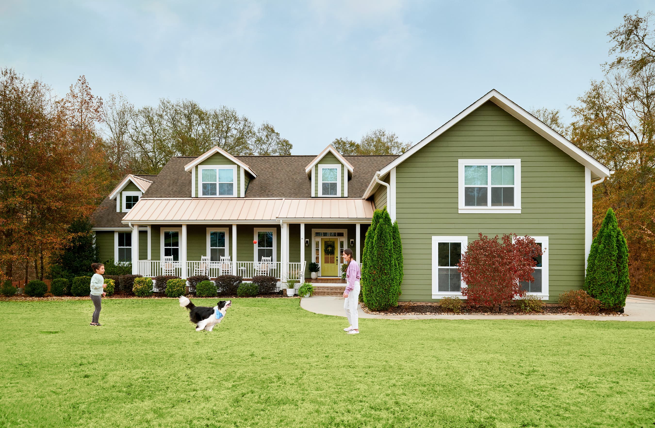 family outside hardie plank mountain sage house