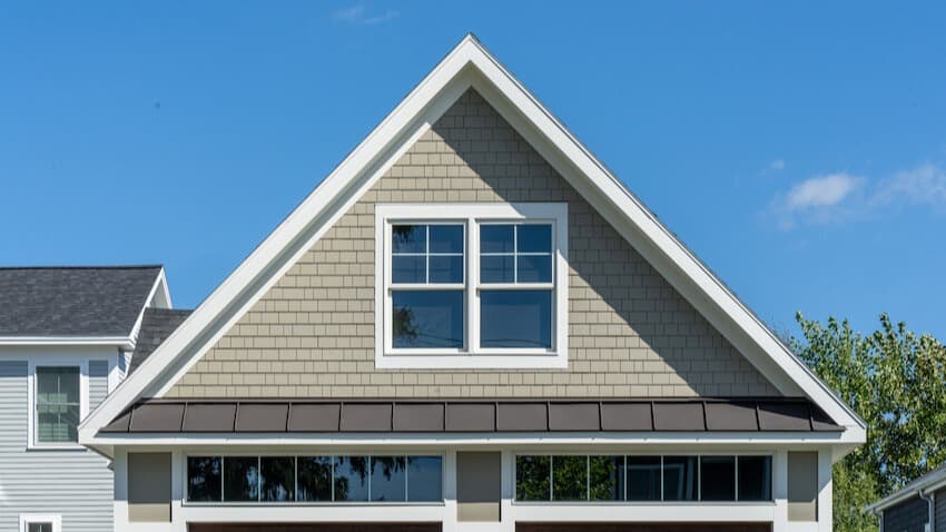Mixing Siding Styles: Home with Monterey Taupe Hardie Shingle and Hardie Trim in Timber Bark Mixing Siding Styles: Home with Monterey Taupe Hardie Shingle and Hardie Trim in Timber Bark