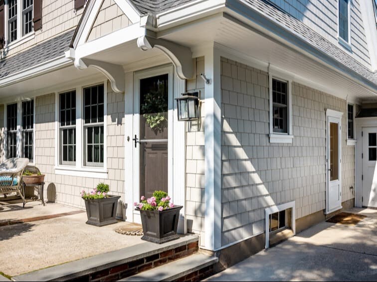 Mixing Siding Styles: Home with Cobble Stone Hardie Shingle siding Mixing Siding Styles: Home with Cobble Stone Hardie Shingle siding