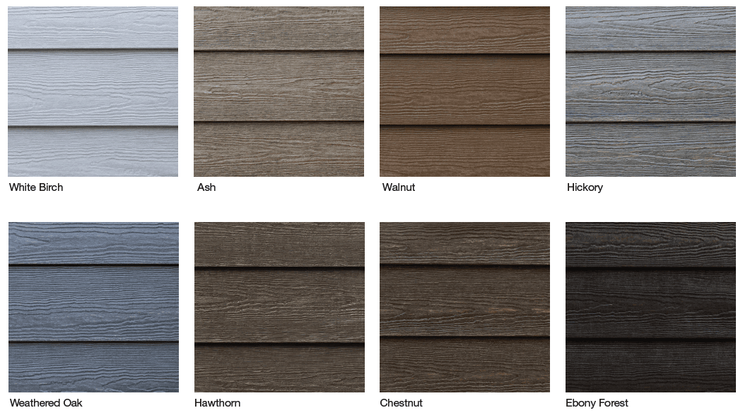TimberHue™ Collection, featuring 8 two-toned wood-look swatches TimberHue™ Collection, featuring 8 two-toned wood-look swatches