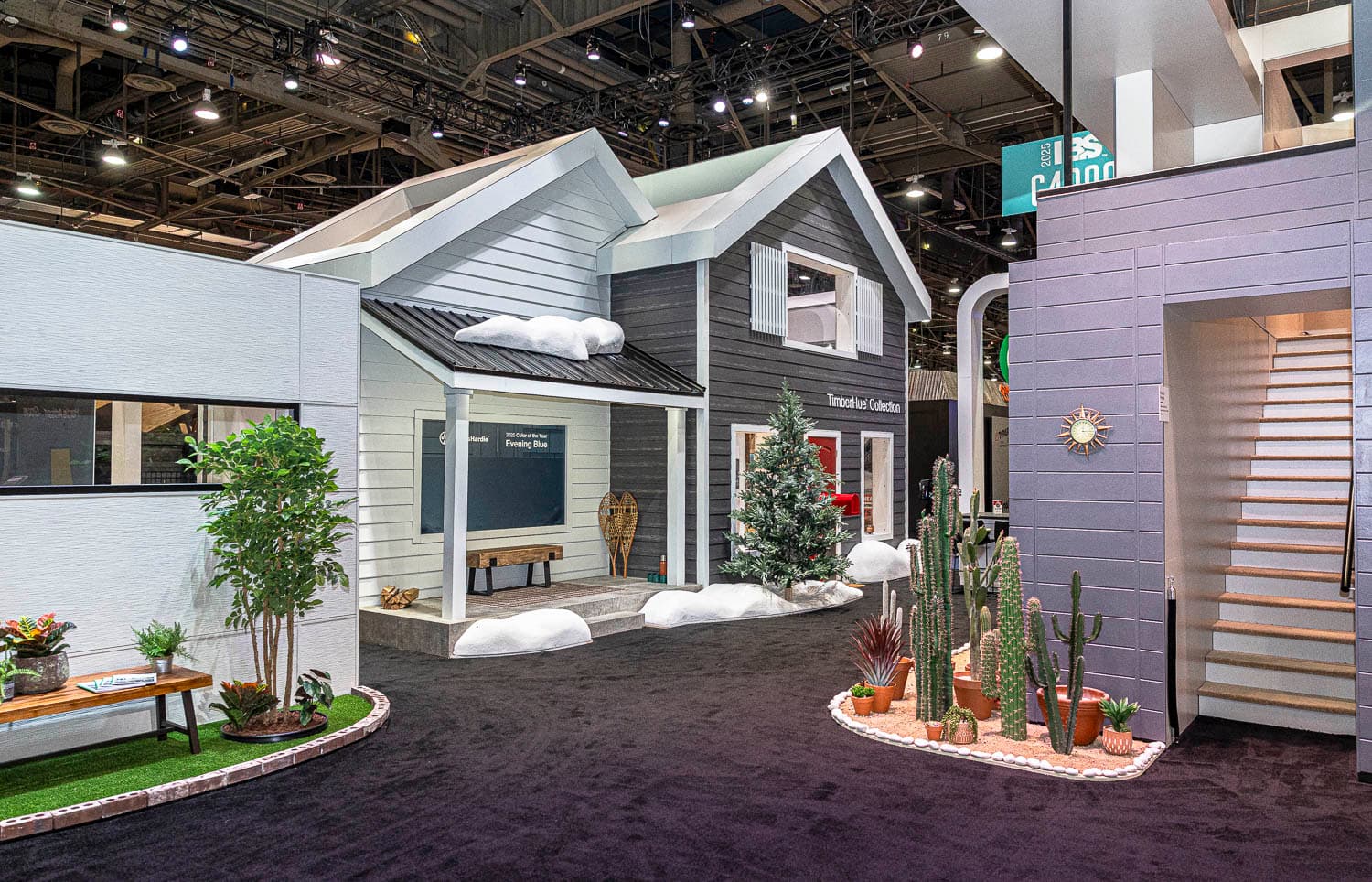 Climate houses at the 2025 International Builders Show featuring (left to right) Hardie® Architectural Panel and Hardie® Artisan® Siding in Lap and Square Channel Climate houses at the 2025 International Builders Show featuring (left to right) Hardie® Architectural Panel and Hardie® Artisan® Siding in Lap and Square Channel