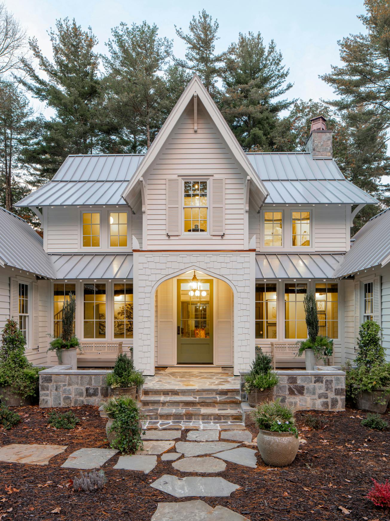 southern living idea house with hardie shingle and artisan in white