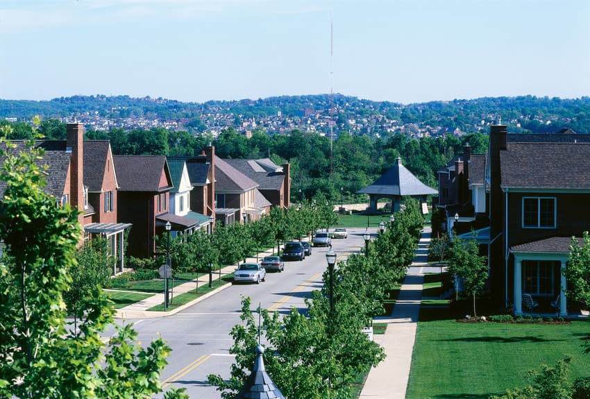 successful-streetscape-3 arial view of residential neighborhood with trees