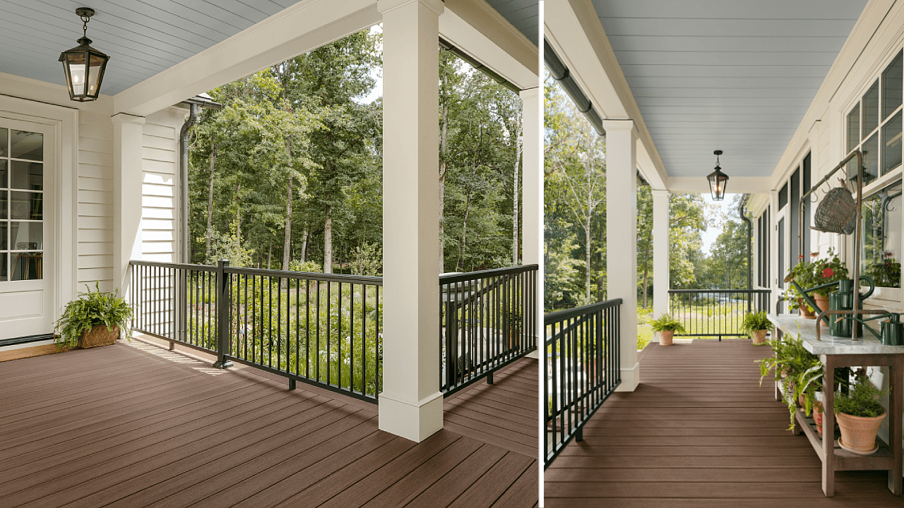 Covered breezeway between house and detached garage.