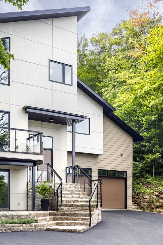 Mixing Siding Styles: Contemporary home with Smooth Hardie Panel siding Mixing Siding Styles: Contemporary home with Smooth Hardie Panel siding