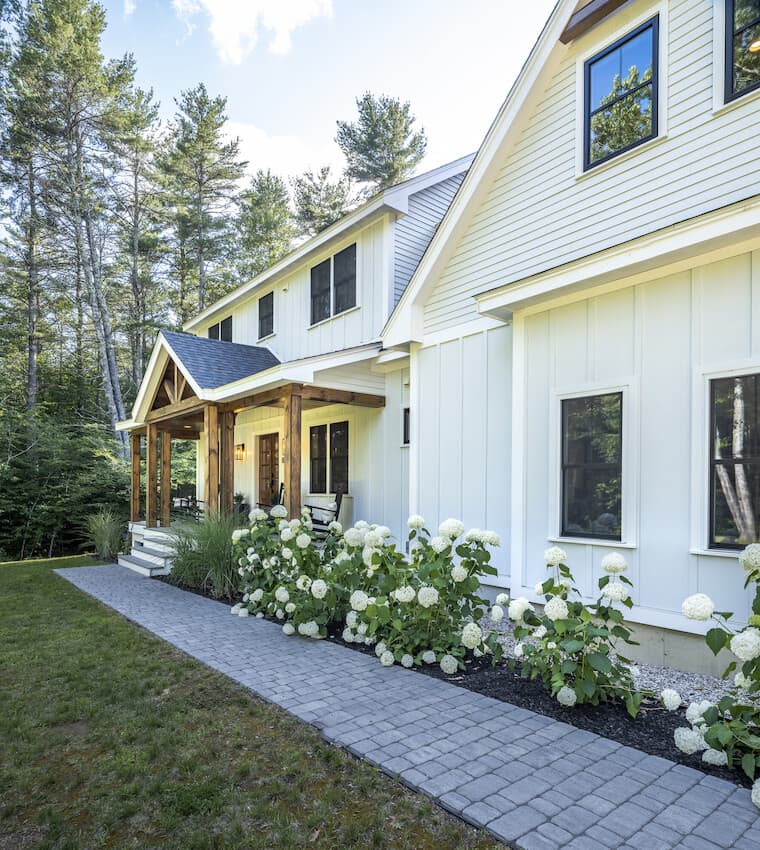 white trim on white house